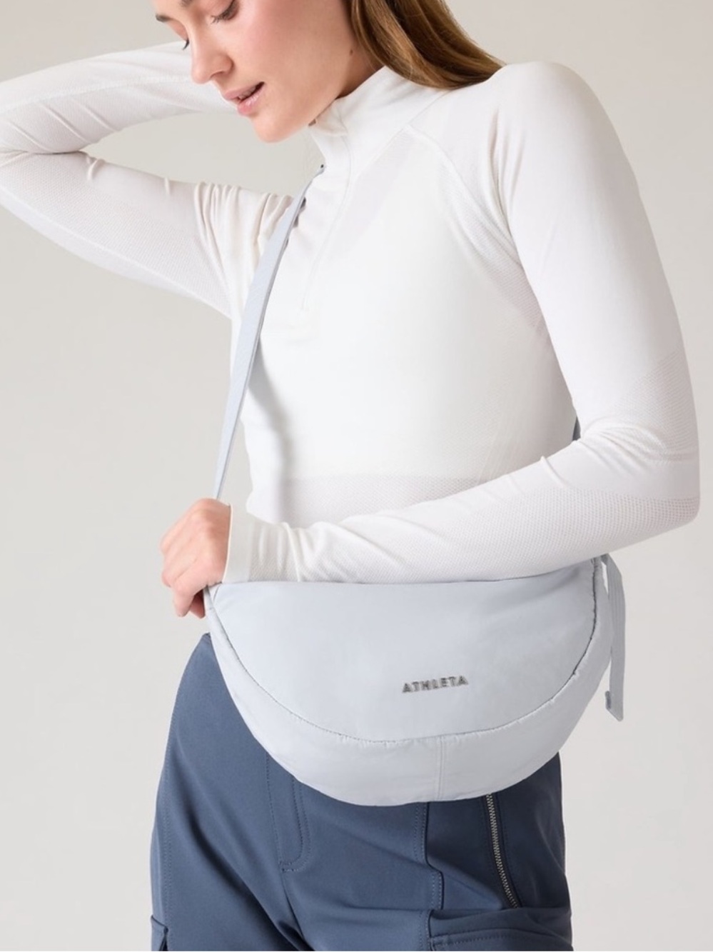 Athleta All About Crossbody Bag Bone medium size